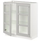 SEKTION Gabinete bajo+2 puertas de vidrio, blanco/Lerhyttan gris claro, 30x15x30 "
