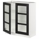 SEKTION Gabinete bajo+2 puertas de vidrio, blanco/Lerhyttan teñido en negro, 30x15x30 "