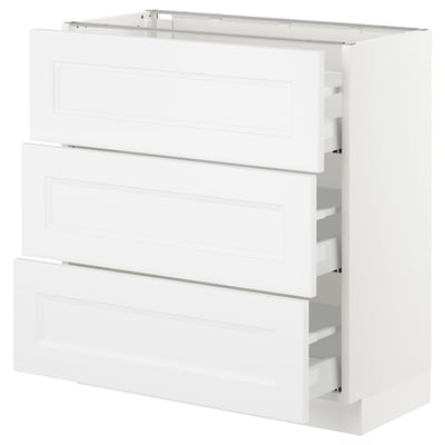 SEKTION Gabinete bajo+3 cajones, blanco Maximera/Axstad blanco mate, 30x15x30 "
