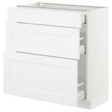SEKTION Gabinete bajo+3 cajones, blanco Maximera/Axstad blanco mate, 30x15x30 "