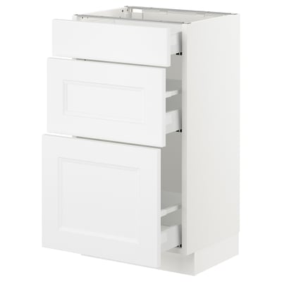 SEKTION Gabinete bajo+3 cajones, blanco Maximera/Axstad blanco mate, 18x15x30 "