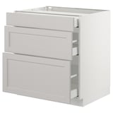 SEKTION Gabinete bajo+3 cajones, blanco Maximera/Lerhyttan gris claro, 30x24x30 "