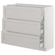 SEKTION Gabinete bajo+3 cajones, blanco Maximera/Lerhyttan gris claro, 36x15x30 "