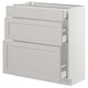 SEKTION Gabinete bajo+3 cajones, blanco Maximera/Lerhyttan gris claro, 30x15x30 "
