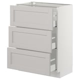 SEKTION Gabinete bajo+3 cajones, blanco Maximera/Lerhyttan gris claro, 24x15x30 "