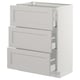 SEKTION Gabinete bajo+3 cajones, blanco Maximera/Lerhyttan gris claro, 24x15x30 "