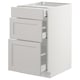 SEKTION Gabinete bajo+3 cajones, blanco Maximera/Lerhyttan gris claro, 18x24x30 "