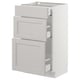 SEKTION Gabinete bajo+3 cajones, blanco Maximera/Lerhyttan gris claro, 18x15x30 "