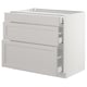 SEKTION Gabinete bajo+3 cajones, blanco Maximera/Lerhyttan gris claro, 36x24x30 "
