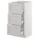 SEKTION Gabinete bajo+3 cajones, blanco Maximera/Lerhyttan gris claro, 15x15x30 "