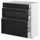 SEKTION Gabinete bajo+3 cajones, blanco Maximera/Lerhyttan teñido en negro, 30x15x30 "
