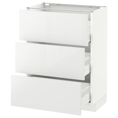 SEKTION Gabinete bajo+3 cajones, blanco Maximera/Ringhult blanco, 24x15x30 "