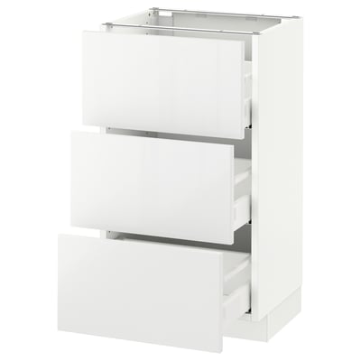 SEKTION Gabinete bajo+3 cajones, blanco Maximera/Ringhult blanco, 18x15x30 "