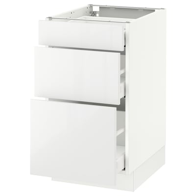 SEKTION Gabinete bajo+3 cajones, blanco Maximera/Ringhult blanco, 18x24x30 "