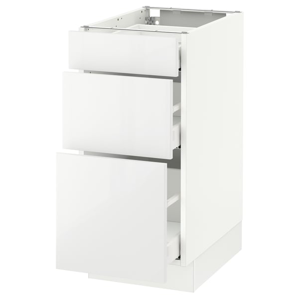 SEKTION Gabinete bajo+3 cajones, blanco Maximera/Ringhult blanco, 15x24x30 "