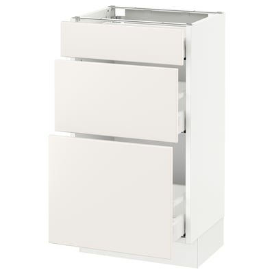 SEKTION Gabinete bajo+3 cajones, blanco Maximera/Veddinge blanco, 18x15x30 "