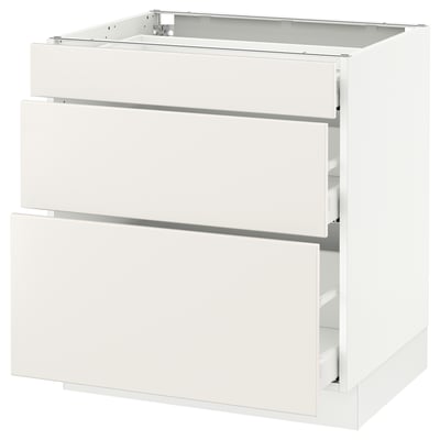SEKTION Gabinete bajo+3 cajones, blanco Maximera/Veddinge blanco, 30x24x30 "