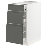 SEKTION Gabinete bajo+3 cajones, blanco Maximera/Voxtorp gris oscuro, 15x24x30 "
