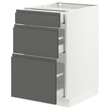 SEKTION Gabinete bajo+3 cajones, blanco Maximera/Voxtorp gris oscuro, 18x24x30 "