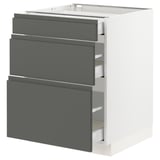 SEKTION Gabinete bajo+3 cajones, blanco Maximera/Voxtorp gris oscuro, 24x24x30 "