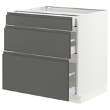 SEKTION Gabinete bajo+3 cajones, blanco Maximera/Voxtorp gris oscuro, 30x24x30 "