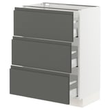 SEKTION Gabinete bajo+3 cajones, blanco Maximera/Voxtorp gris oscuro, 24x15x30 "
