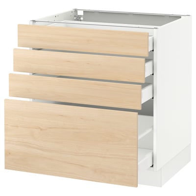 SEKTION Gabinete bajo+4 cajones, blanco Maximera/Askersund efecto de fresno claro, 30x24x30 "