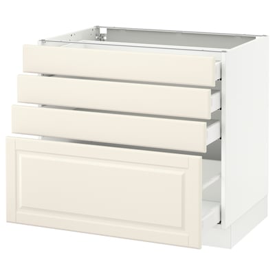SEKTION Gabinete bajo+4 cajones, blanco Maximera/Bodbyn color hueso, 36x24x30 "