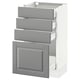 SEKTION Gabinete bajo+4 cajones, blanco Maximera/Bodbyn gris, 18x15x30 "