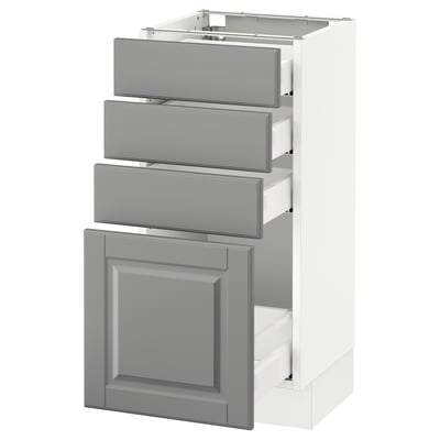 SEKTION Gabinete bajo+4 cajones, blanco Maximera/Bodbyn gris, 15x15x30 "