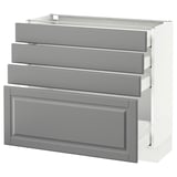 SEKTION Gabinete bajo+4 cajones, blanco Maximera/Bodbyn gris, 36x15x30 "