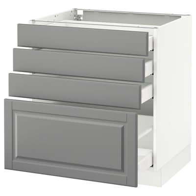 SEKTION Gabinete bajo+4 cajones, blanco Maximera/Bodbyn gris, 30x24x30 "