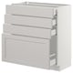 SEKTION Gabinete bajo+4 cajones, blanco Maximera/Lerhyttan gris claro, 30x15x30 "