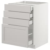 SEKTION Gabinete bajo+4 cajones, blanco Maximera/Lerhyttan gris claro, 24x24x30 "