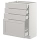 SEKTION Gabinete bajo+4 cajones, blanco Maximera/Lerhyttan gris claro, 24x15x30 "
