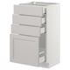 SEKTION Gabinete bajo+4 cajones, blanco Maximera/Lerhyttan gris claro, 18x15x30 "