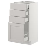 SEKTION Gabinete bajo+4 cajones, blanco Maximera/Lerhyttan gris claro, 15x15x30 "