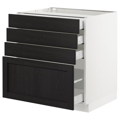 SEKTION Gabinete bajo+4 cajones, blanco Maximera/Lerhyttan teñido en negro, 30x24x30 "