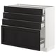 SEKTION Gabinete bajo+4 cajones, blanco Maximera/Lerhyttan teñido en negro, 36x15x30 "