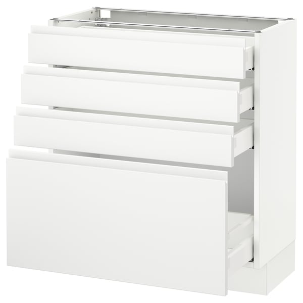 SEKTION Gabinete bajo+4 cajones, blanco Maximera/Voxtorp blanco mate, 30x15x30 "