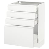 SEKTION Gabinete bajo+4 cajones, blanco Maximera/Voxtorp blanco mate, 24x15x30 "