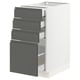 SEKTION Gabinete bajo+4 cajones, blanco Maximera/Voxtorp gris oscuro, 15x24x30 "