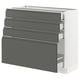 SEKTION Gabinete bajo+4 cajones, blanco Maximera/Voxtorp gris oscuro, 36x15x30 "