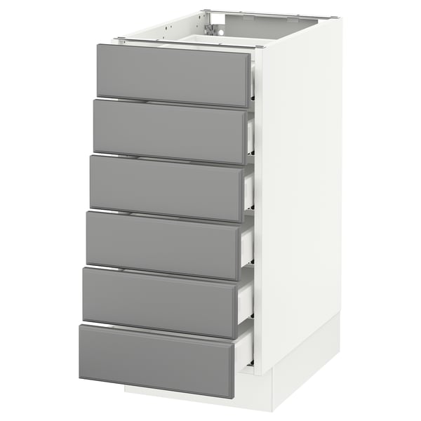 SEKTION Gabinete bajo 6 frentes/6 cjn bajos, blanco Maximera/Bodbyn gris, 15x24x30 "