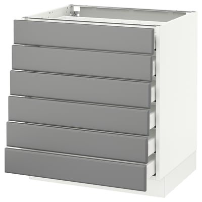 SEKTION Gabinete bajo 6 frentes/6 cjn bajos, blanco Maximera/Bodbyn gris, 30x24x30 "