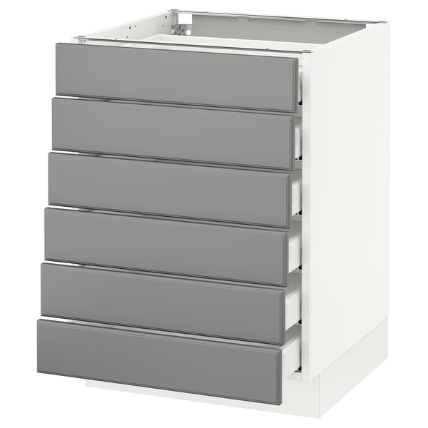 SEKTION Gabinete bajo 6 frentes/6 cjn bajos, blanco Maximera/Bodbyn gris, 24x24x30 "