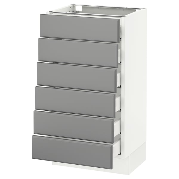 SEKTION Gabinete bajo 6 frentes/6 cjn bajos, blanco Maximera/Bodbyn gris, 18x15x30 "