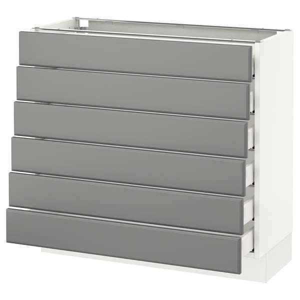 SEKTION Gabinete bajo 6 frentes/6 cjn bajos, blanco Maximera/Bodbyn gris, 36x15x30 "