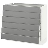 SEKTION Gabinete bajo 6 frentes/6 cjn bajos, blanco Maximera/Bodbyn gris, 36x15x30 "
