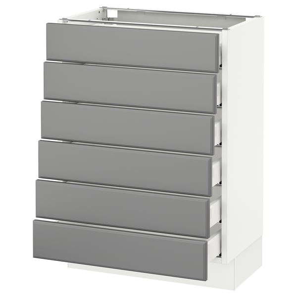 SEKTION Gabinete bajo 6 frentes/6 cjn bajos, blanco Maximera/Bodbyn gris, 24x15x30 "